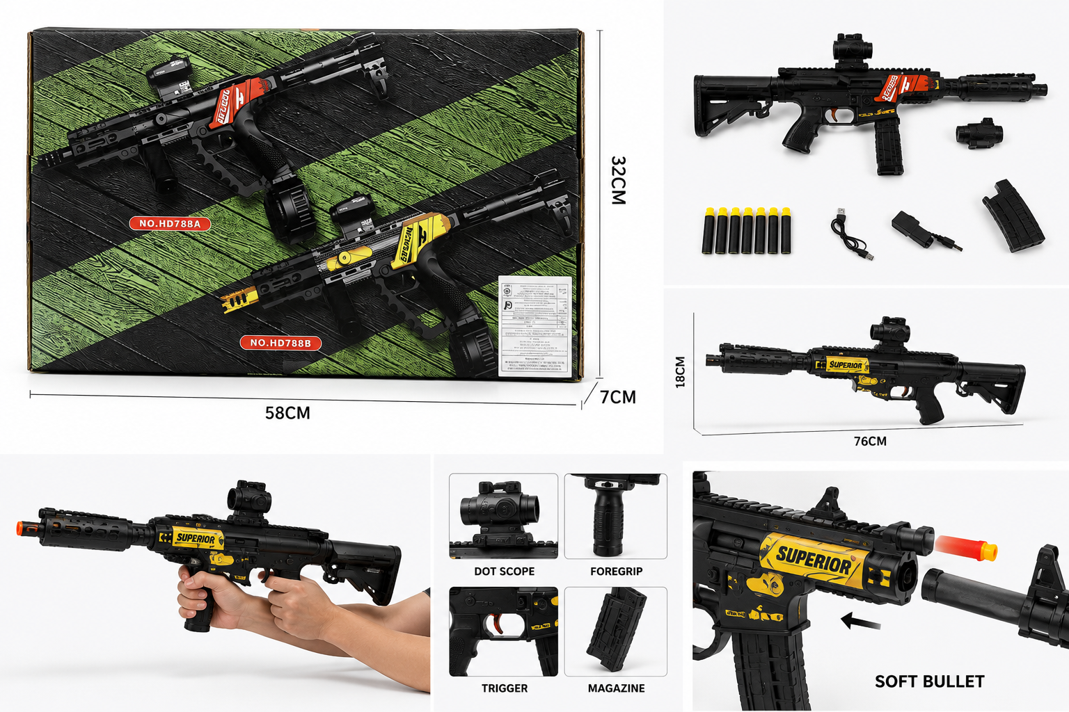 Electric Soft Bullet Blaster Toy Gun with Scope & Foam Darts – City Toys