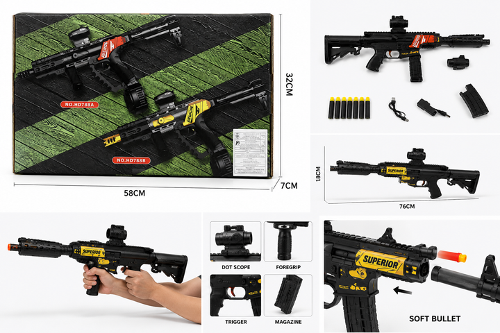 Electric Soft Bullet Blaster Toy Gun with Scope & Foam Darts – City Toys
